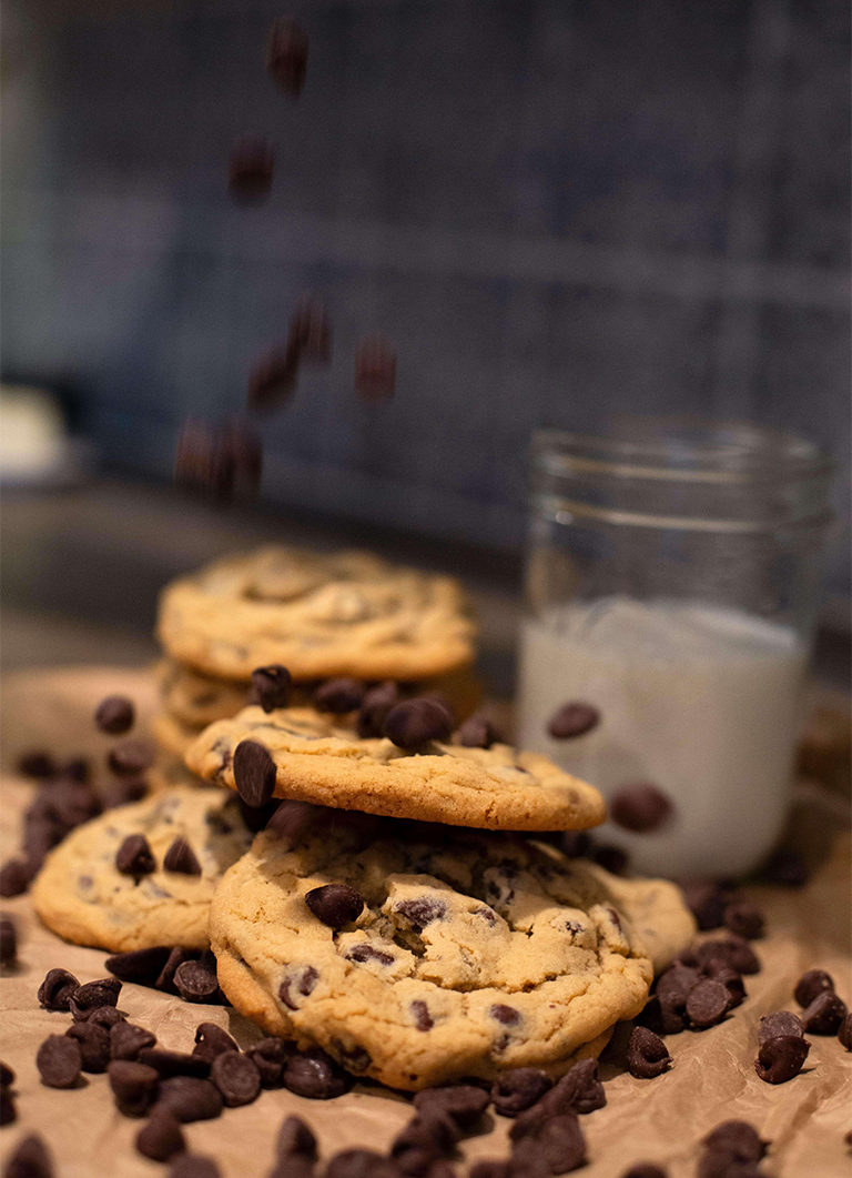 Close-up Photo of a Pile of Flour Child Chocolate Chunk Cookies